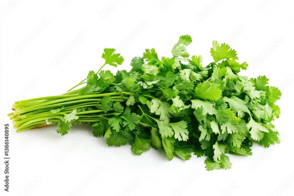 Fresh Cilantro Bunch Isolated on White Background for Cooking and Food Fresh Cilantro Bunch Isolated on White Background for Cooking and Food
