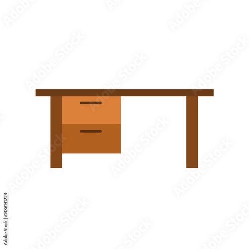 Wooden table furniture. Interior wooden desk. Empty table illustration.
