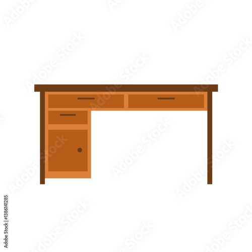 Wooden table furniture. Interior wooden desk. Empty table illustration.