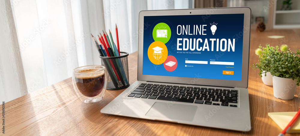 E-learning website with modish sofware for student to study online on the internet network