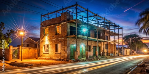 Wallpaper Mural Unfinished House, Livingstone, Zambia - Long Exposure Night Photography Torontodigital.ca