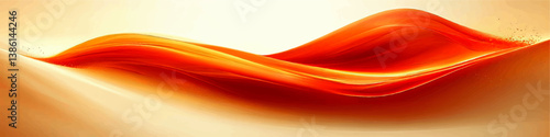 Abstract Vector Illustration of Fluid Flowing Orange Waves on Smooth Gradient Background with Warm Soft Colors Ideal for Creative Design Art Digital Cover Backdrop