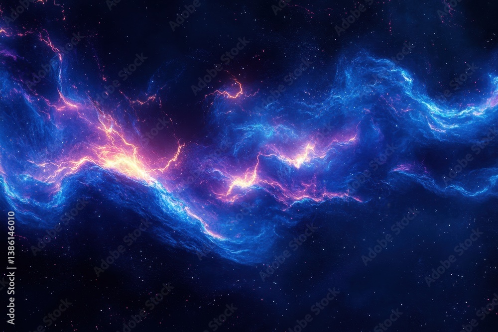 Ethereal cosmic cloudscape of vibrant blue and pink nebula in deep space galaxy with starlight background and celestial glow Ethereal cosmic cloudscape of vibrant blue and pink nebula in deep space galaxy with starlight background and celestial glow