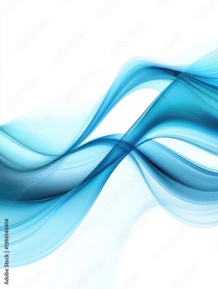 Fototapeta premium Elegant flowing blue waves on a white backdrop creating a sense of movement and fluidity for modern design