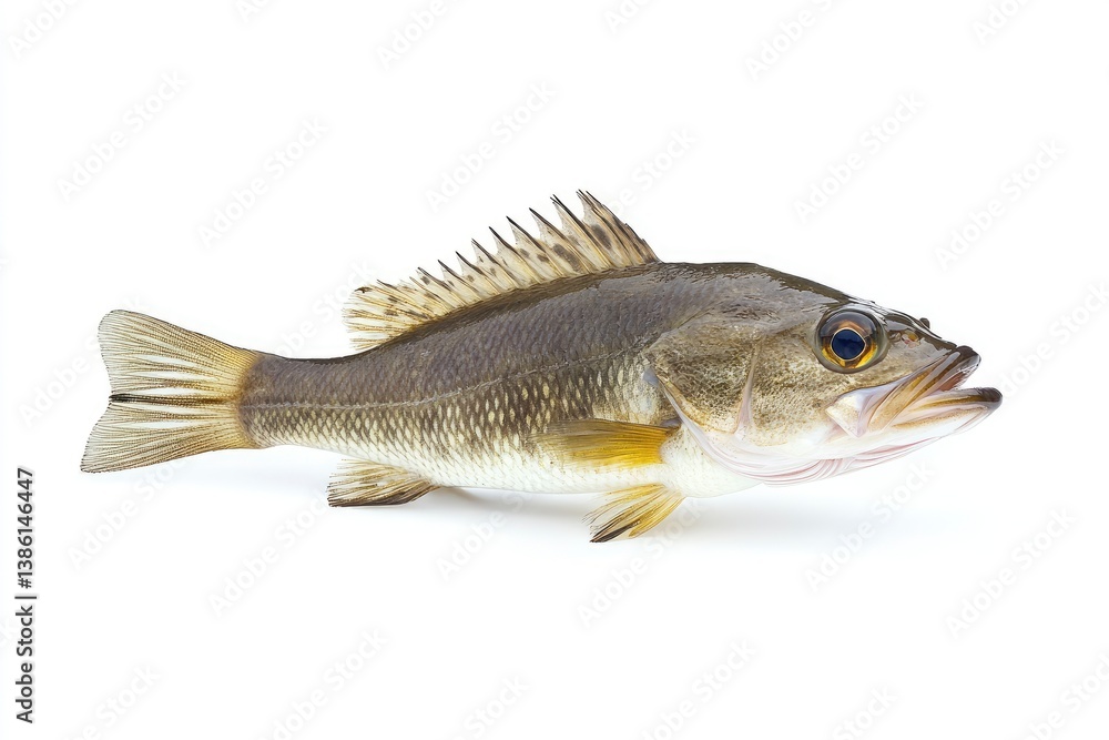 Fototapeta premium Isolated Freshwater Bass Fish Specimen Side View for Culinary Preparation