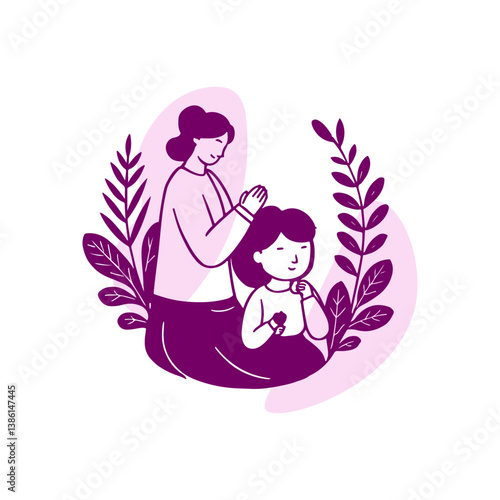 Mother and Daughter Symbol of Love and Care