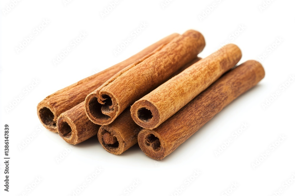 Pile of Cinnamon Sticks Isolated on White Background, Spice for Cooking Pile of Cinnamon Sticks Isolated on White Background, Spice for Cooking