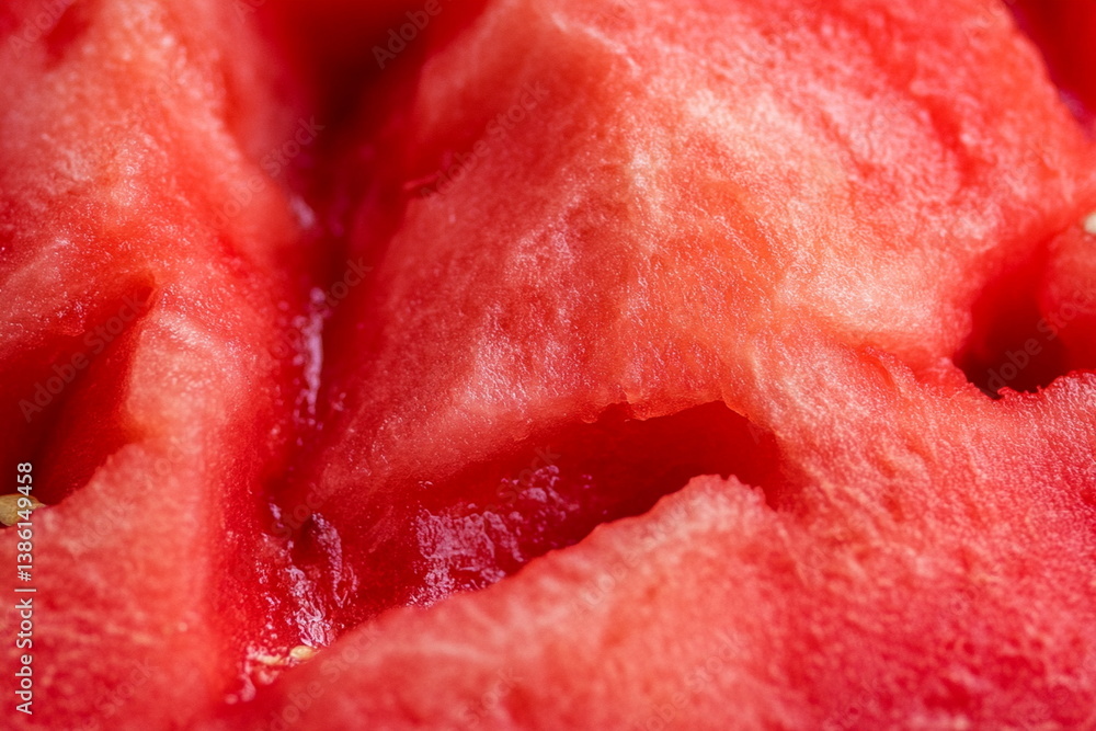 Macro Close-Up of Juicy Watermelon Flesh Macro Close-Up of Juicy Watermelon Flesh