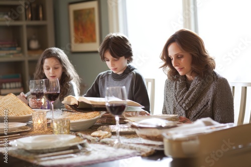 A traditional Jewish Passover Seder with family