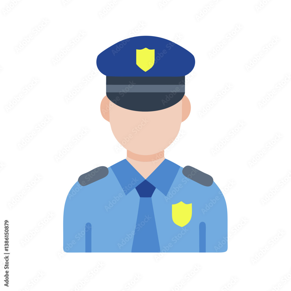 Caring Police Officer Icon for Community Help Caring Police Officer Icon for Community Help