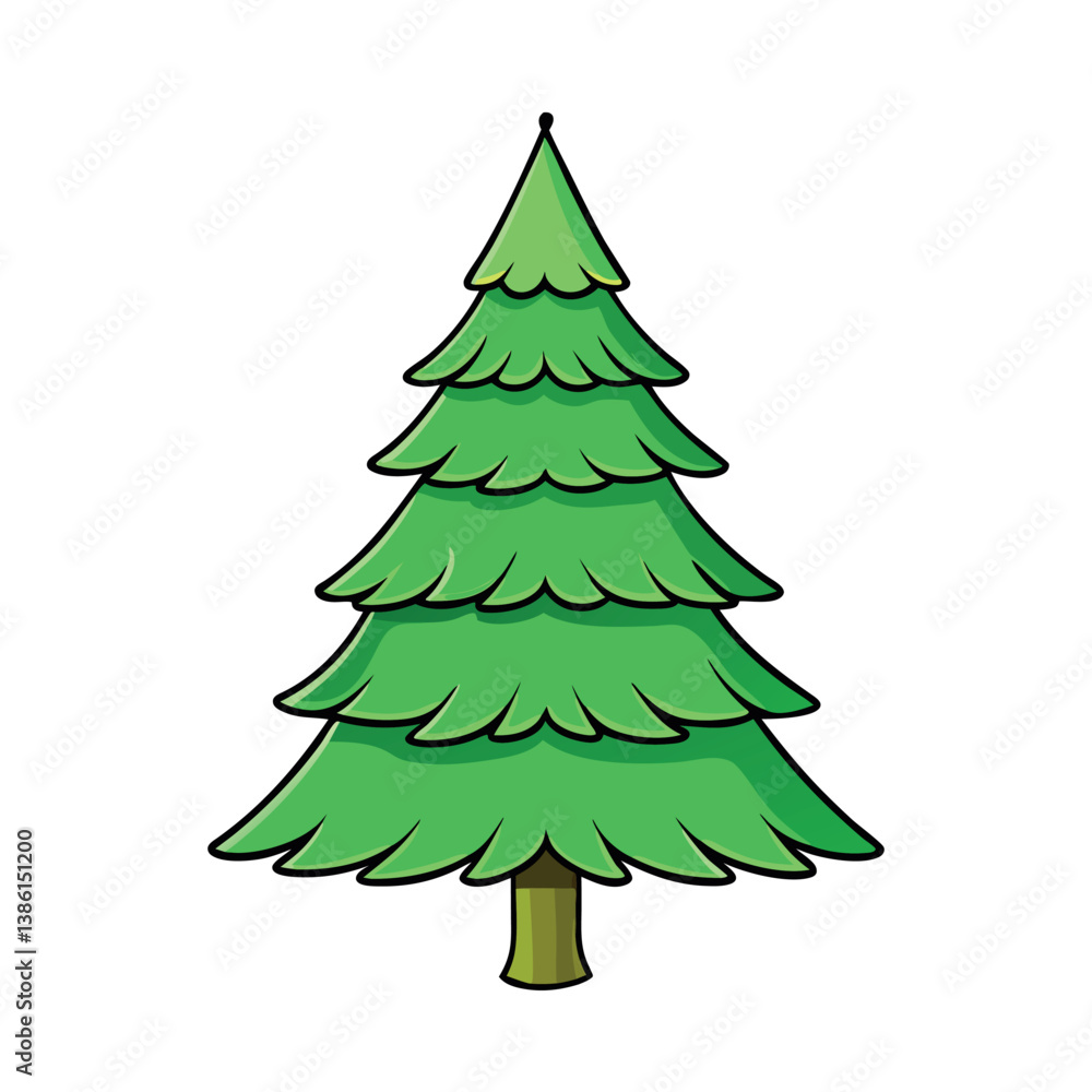 Green Christmas tree isolated on white background with decorations and a star on top Green Christmas tree isolated on white background with decorations and a star on top