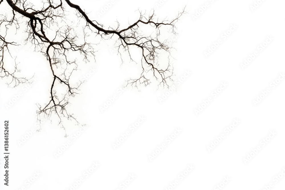 Fototapeta premium Silhouetted Tree Branches Against a White Background Creates a Stark Contrast