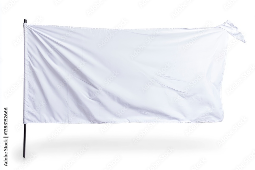 Fototapeta premium Waving White Flag on Pole Isolated for Mockup or Surrender