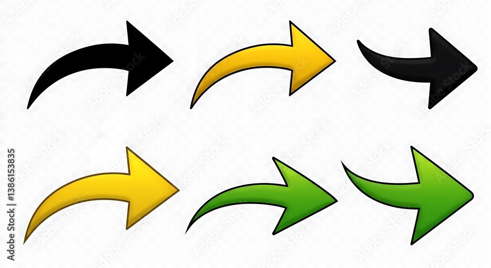 Fototapeta premium Dynamic Arrow Set: Vibrant Hues and Bold Curves AI Generated