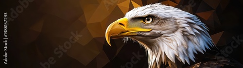 Majestic eagle with sharp gaze and detailed feathers in abstract polygonal art style.