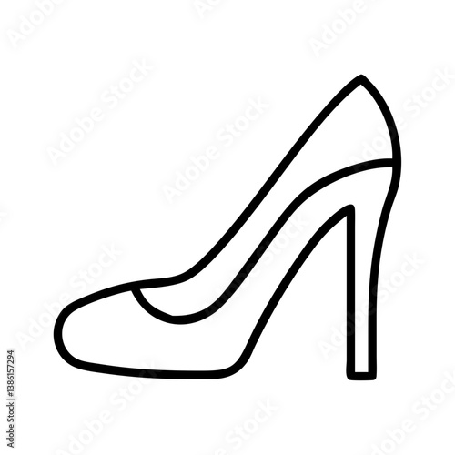 Outline drawing of a high heel shoe vector illustration for fashion and style related projects and designs