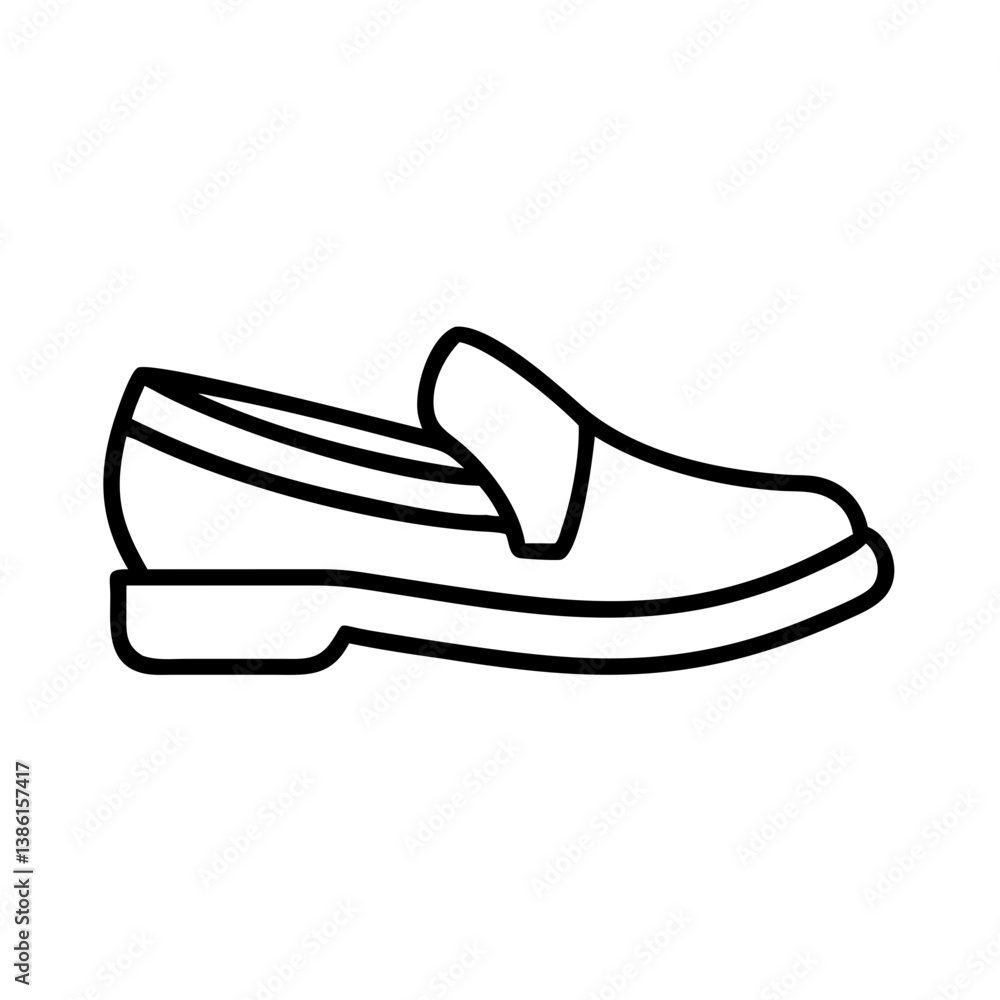 Outline drawing of a classic leather loafer shoe for men fashion and footwear style vector illustration Outline drawing of a classic leather loafer shoe for men fashion and footwear style vector illustration