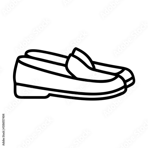 Find stylish leather loafers vector outline drawing for men fashion footwear and elegant casual shoes design