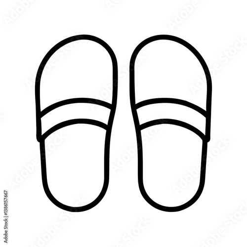 Outline drawing of summer slippers footwear vector illustration for fashion and travel designs icon  char