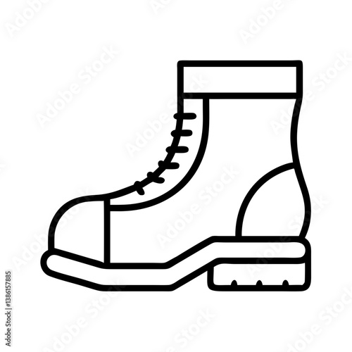 Outline style work boot vector illustration for fashion footwear and safety equipment design projects