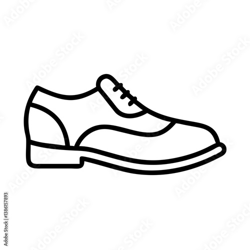Outline of classic lace up dress shoe vector art for fashion footwear and style design elements image