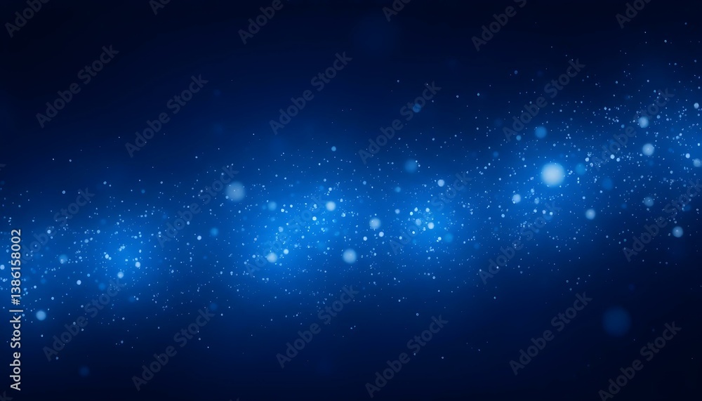 Fototapeta premium Abstract Blue Glowing Particles Background, Bokeh Lights, Sparkle