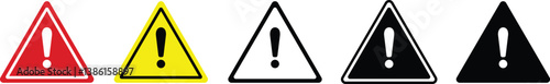 Caution sign, Warning triangle icon, Warning sign with exclamation mark ,Road sign alert,Alert warn in triangle, Caution alarm set, danger sign, attention vector icon, fatal error message icon