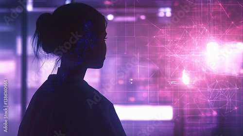 Silhouette of Healthcare Professional in Blended Abstract Background