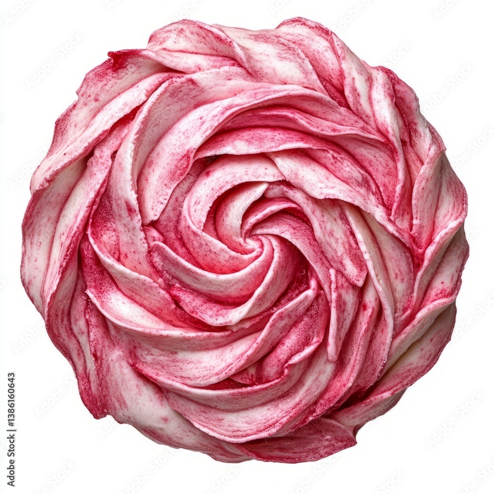 Obraz premium A Stunning Close-Up of a Delicate Pink and White Swirled Cream Rose