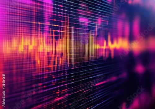 Wallpaper Mural Vibrant digital sound waves in neon colors create a dynamic and futuristic display. Torontodigital.ca