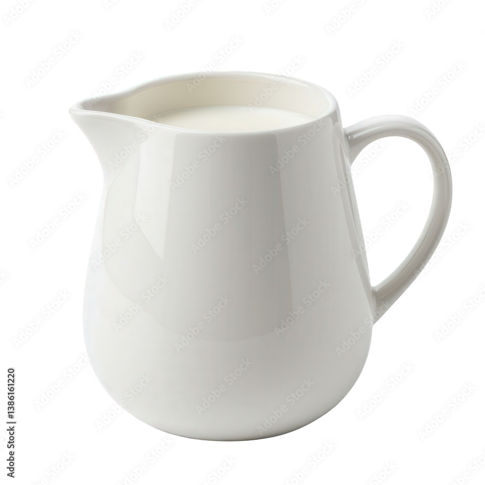 Creamy Milk in a White Ceramic Pitcher. Creamy Milk in a White Ceramic Pitcher.