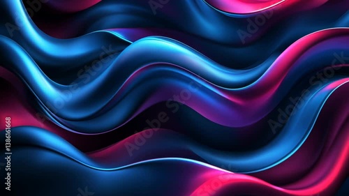 Vibrant flowing waves of blue and pink fabric create a dynamic abstract background for design