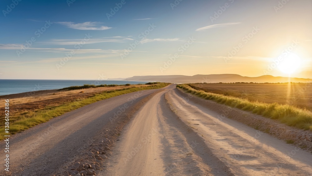 Fototapeta premium Close-up of an asphalt road with a large white arrow pointing straight ahead