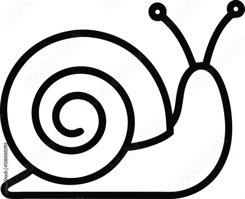 Snail outline Vector Illustration on white background. Snail vector isolated icon. Snail Emoji, snail with a bright shell.