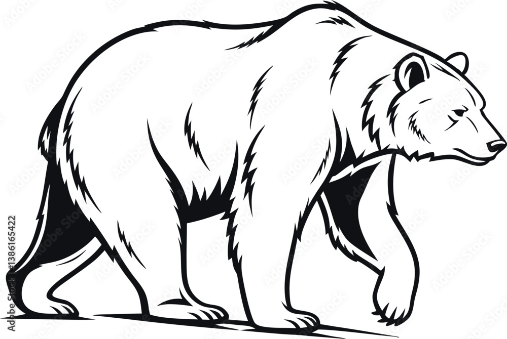 Black bear vector illustration with detailed features and sketch style, showcasing the wild mammal's face and fur, ideal for nature and wildlife themes Black bear vector illustration with detailed features and sketch style, showcasing the wild mammal's face and fur, ideal for nature and wildlife themes