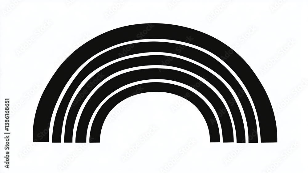 Black and white rainbow graphic design element for web design and creative projects vector illustration Black and white rainbow graphic design element for web design and creative projects vector illustration