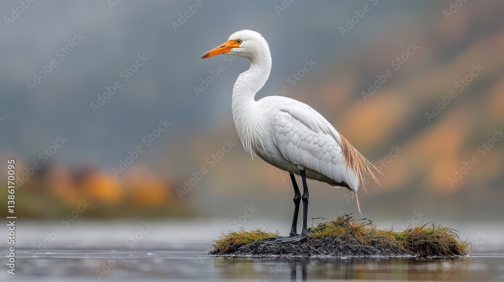 Elegant Heron on a Small Isle Elegant Heron on a Small Isle