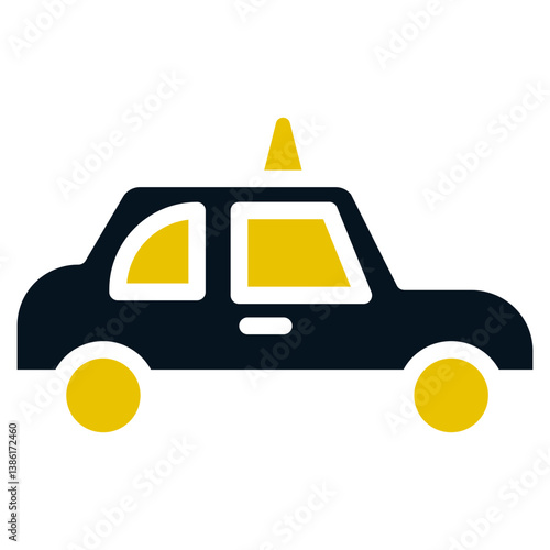 Taxi, Black and Yellow Design Taxi, Taxi Line Icon