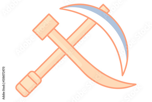 Hammer And Sickle Symbol Represented With Modern Flat Design Style On White