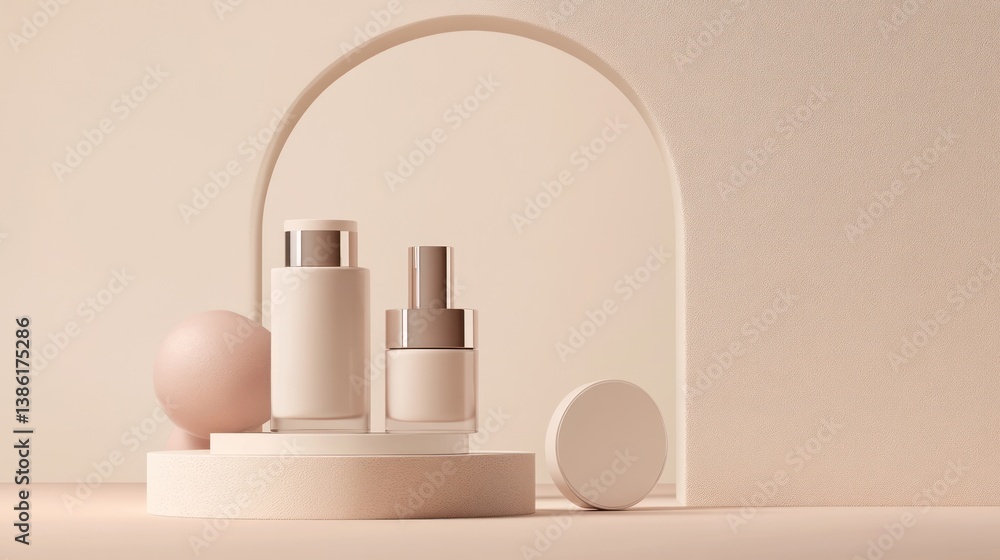 custom made wallpaper toronto digitalBeige Cosmetic Display, Modern Packaging, Product Presentation