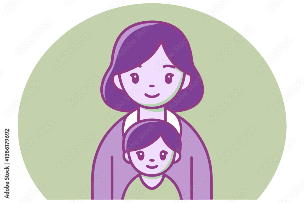 Mother And Child Vector Illustration Simple Style Family Love Concept Artwork Mother And Child Vector Illustration Simple Style Family Love Concept Artwork