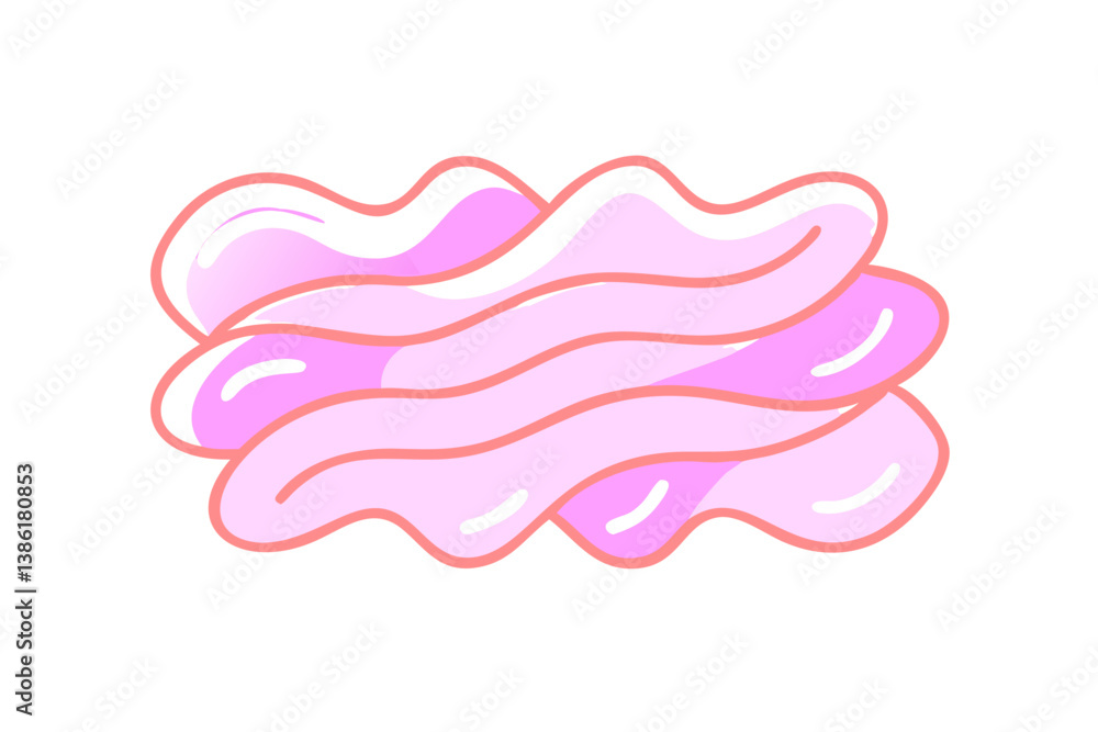 Pink Wavy Layers Abstract Illustration Isolated On Black Background Bright Neon Style Pink Wavy Layers Abstract Illustration Isolated On Black Background Bright Neon Style