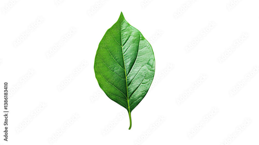 Fototapeta premium Green tropical leaf on a white background