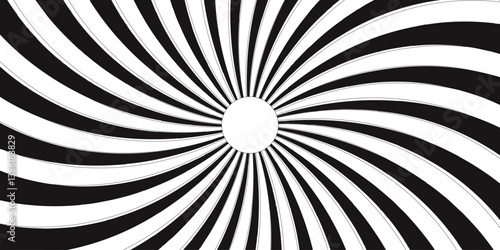 Abstract background with Classic vintage sun rays pattern. Black swirling pattern background with Vortex Ray stripes Funky ray elements, circle motifs, reminiscent of circus themes