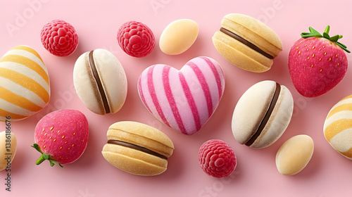 Wallpaper Mural Colorful Assortment of Sweets on Pink Background for Delightful Treats Torontodigital.ca