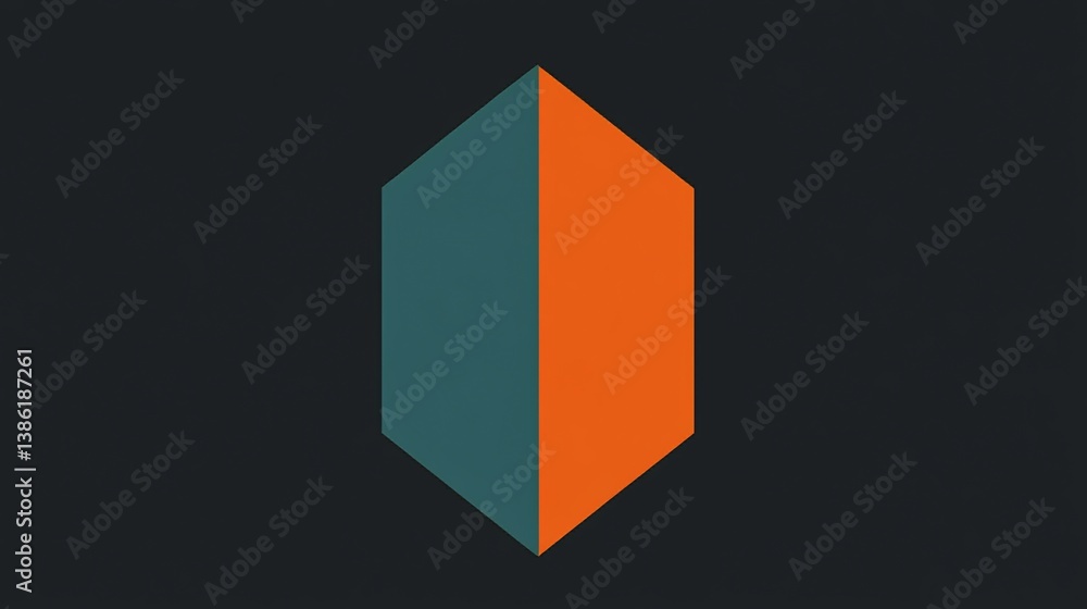 Abstract symmetrical geometric shape, dark background, retro color tones Abstract symmetrical geometric shape, dark background, retro color tones