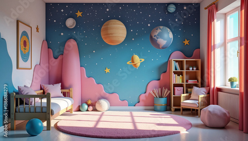 Children’s room in space-themed design
