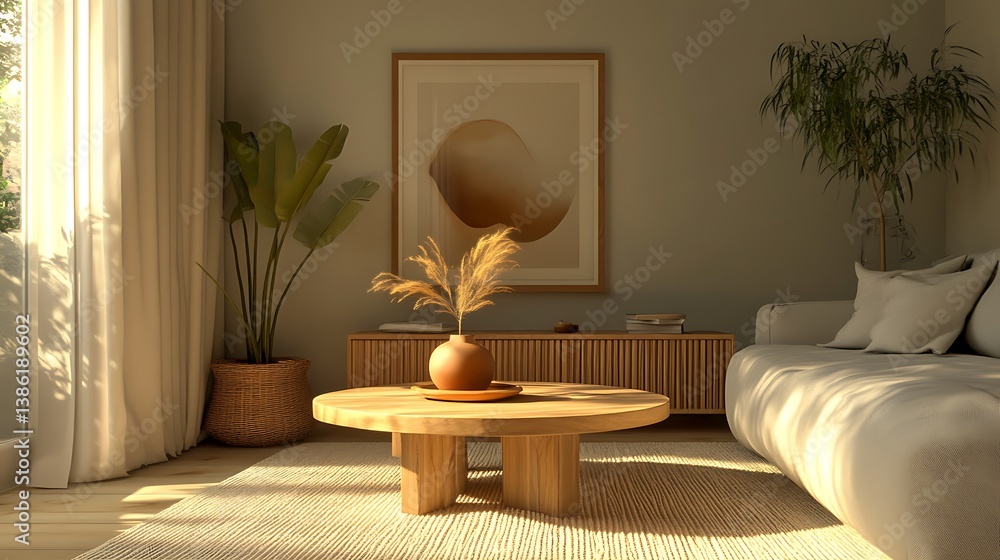 A cozy living room with natural light and indoor plants