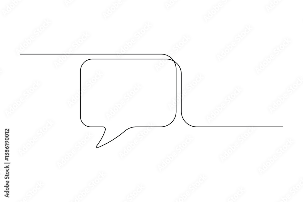 Minimalist One Line Speech Bubble Square Shape Vector Illustration Minimalist One Line Speech Bubble Square Shape Vector Illustration