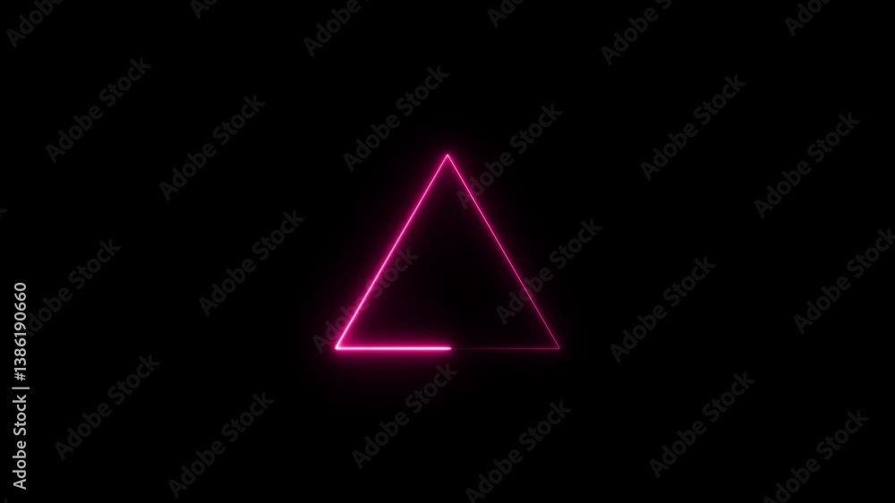 Neon Light Triangle Frame Illustration.Neon triangle frame. Blue color Neon monochrome border